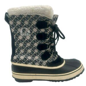 Sorel 1964 Pac Graphic Boots Men 9 Black White Gray Waterproof Winter Snow Duck